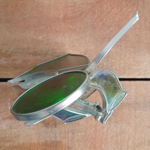 Vintage Stained Glass Green Angel + Harp Figurine, 3D Art, Christmas Nativity De - Picture 8 of 9